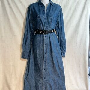 90s Y2K LRL Ralph Lauren Denim Jean Shirt Dress Maxi Longsleeve 8 Streetwear